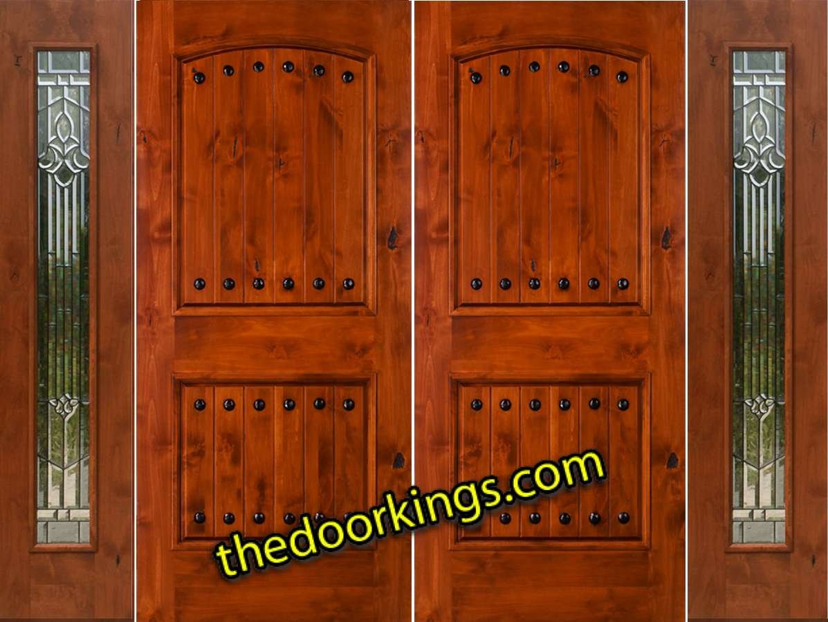 sw62 knotty alder double door with two mystic sidelites